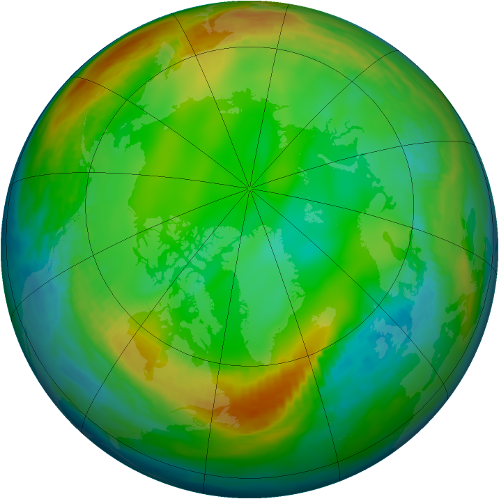 Arctic ozone map for 23 December 1980